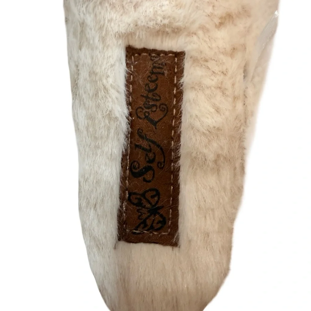 Self Esteem Girls Moccasin Slippers Brown Faux Fur Lined Fringe NWT Sz 2